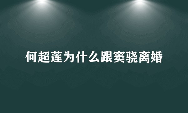 何超莲为什么跟窦骁离婚