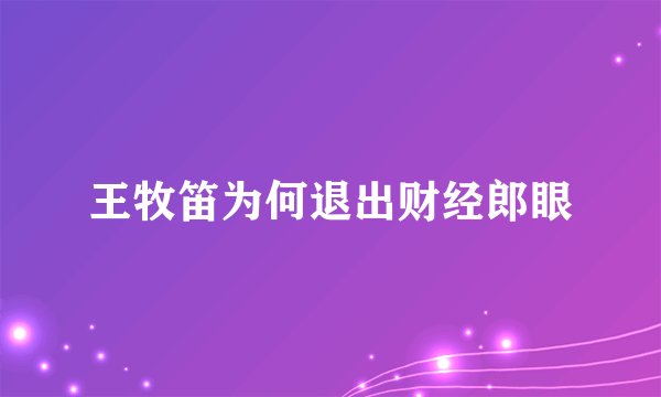 王牧笛为何退出财经郎眼