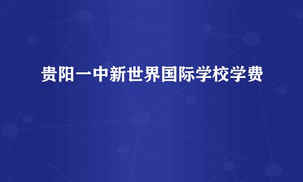 贵阳一中新世界国际学校学费