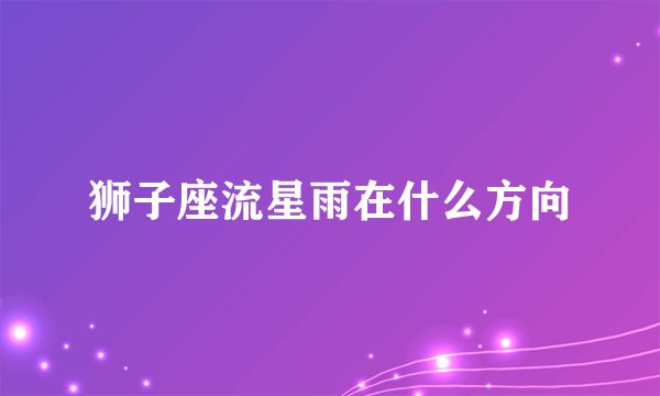 狮子座流星雨在什么方向
