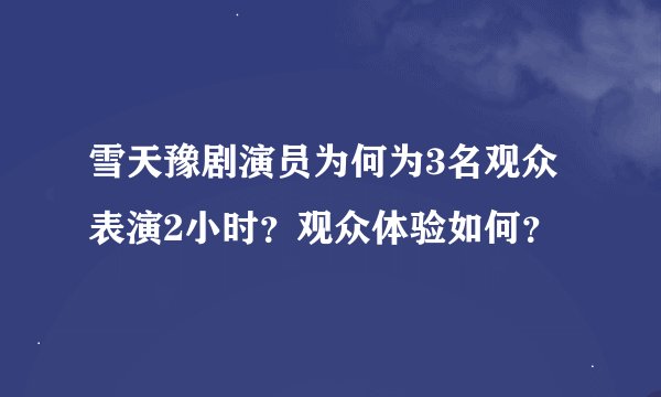 雪天豫剧演员为何为3名观众表演2小时?观众体验如何?