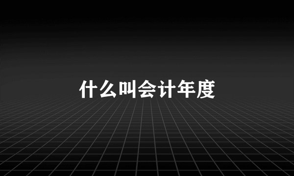 什么叫会计年度