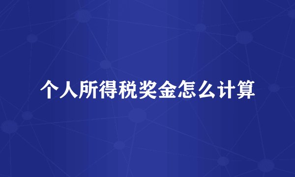 个人所得税奖金怎么计算