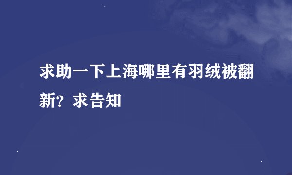 求助一下上海哪里有羽绒被翻新？求告知