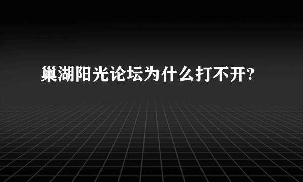 巢湖阳光论坛为什么打不开?