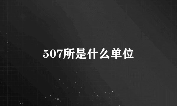 507所是什么单位