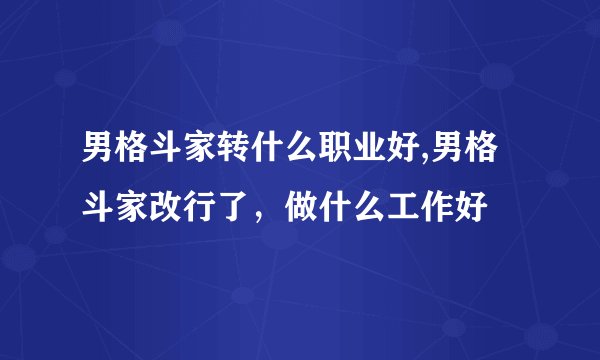 男格斗家转什么职业好,男格斗家改行了，做什么工作好