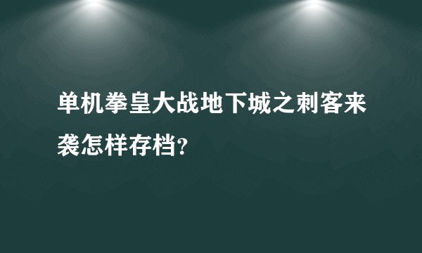 单机拳皇大战地下城之刺客来袭怎样存档?
