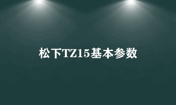 松下TZ15基本参数