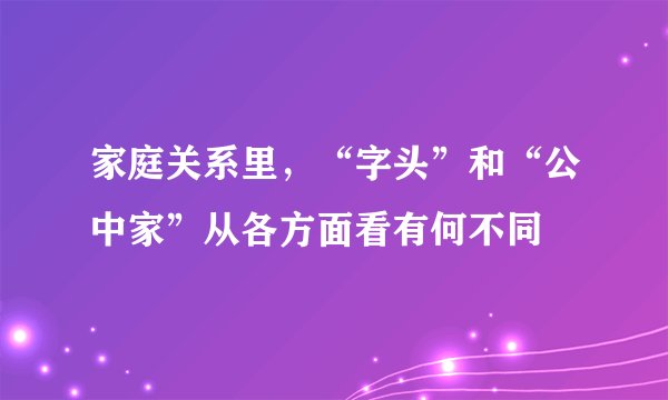 家庭关系里，“字头”和“公中家”从各方面看有何不同
