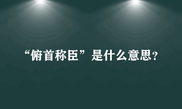 “俯首称臣”是什么意思？