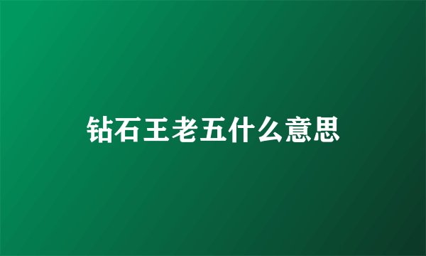 钻石王老五什么意思
