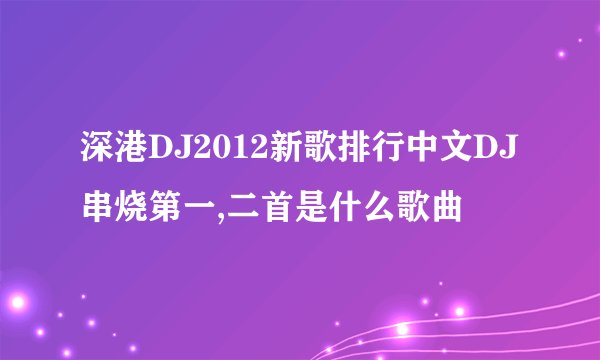 深港DJ2012新歌排行中文DJ串烧第一,二首是什么歌曲