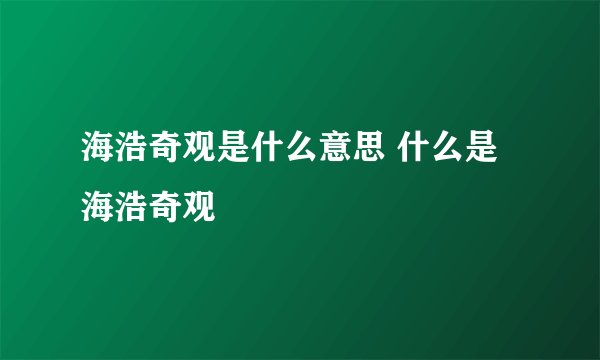 海浩奇观是什么意思 什么是海浩奇观