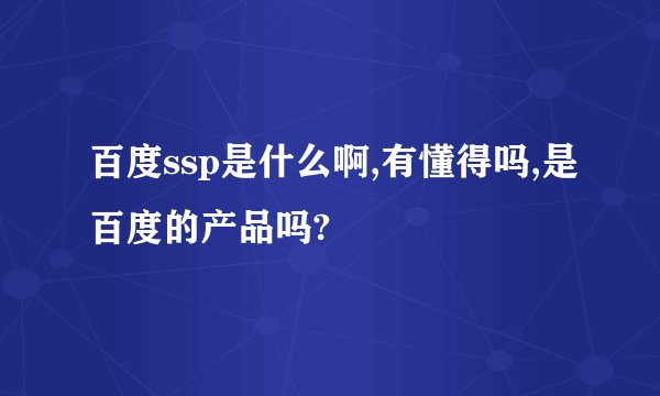 百度ssp是什么啊,有懂得吗,是百度的产品吗?