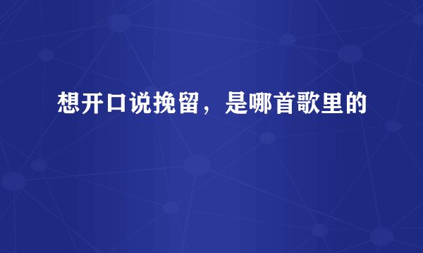 想开口说挽留,是哪首歌里的