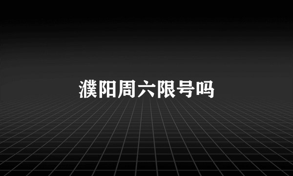 濮阳周六限号吗