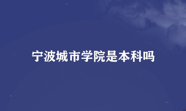 宁波城市学院是本科吗