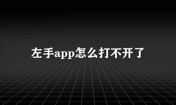 左手app怎么打不开了