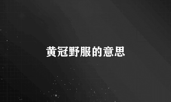 黄冠野服的意思