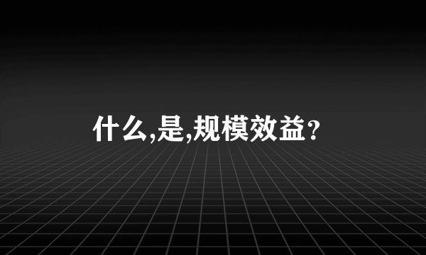 什么,是,规模效益？