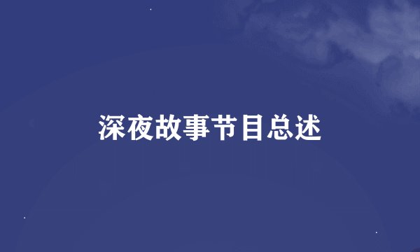 深夜故事节目总述