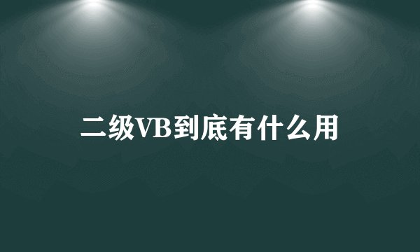 二级VB到底有什么用