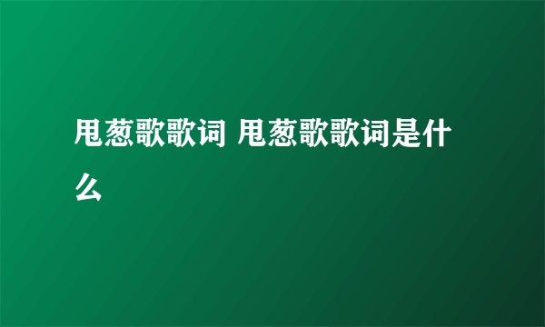 甩葱歌歌词 甩葱歌歌词是什么