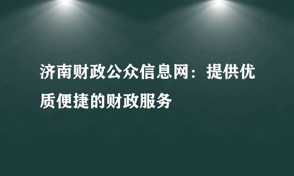 济南财政公众信息网：提供优质便捷的财政服务
