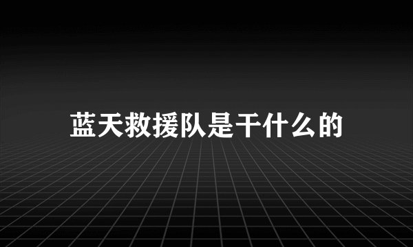蓝天救援队是干什么的