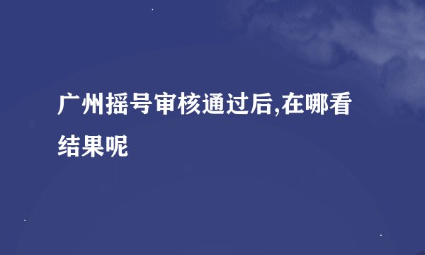 广州摇号审核通过后,在哪看结果呢
