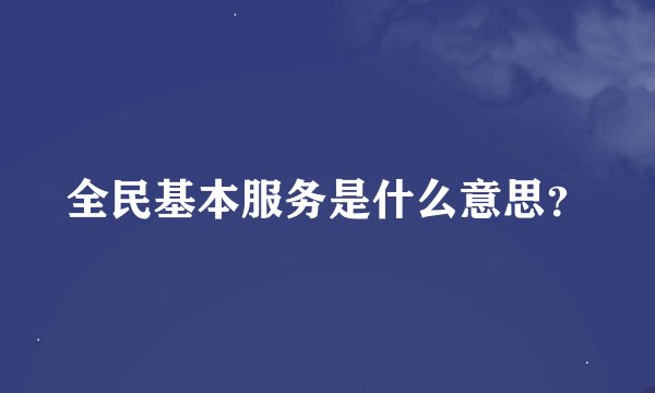 全民基本服务是什么意思？