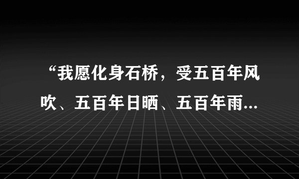 “我愿化身石桥，受五百年风吹、五百年日晒、五百年雨打”的下句