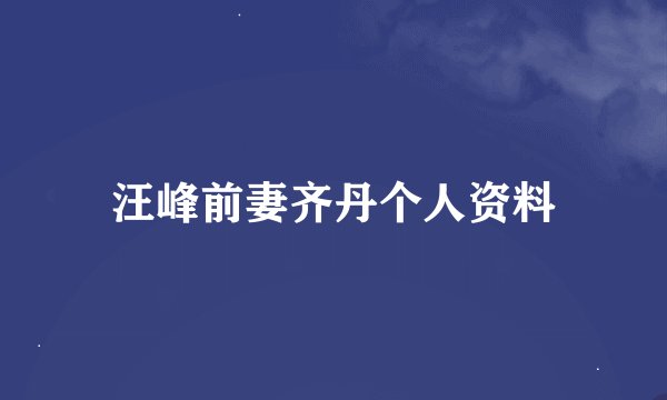汪峰前妻齐丹个人资料