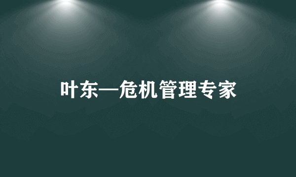 叶东—危机管理专家