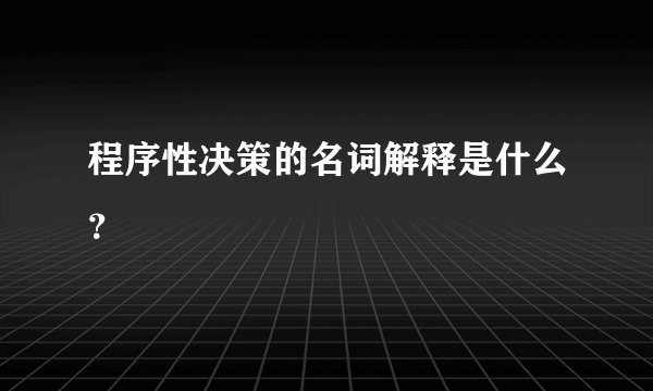 程序性决策的名词解释是什么？