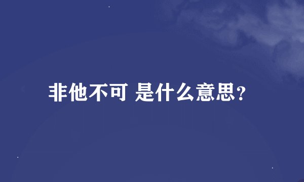 非他不可 是什么意思？