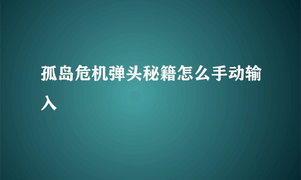 孤岛危机弹头秘籍怎么手动输入