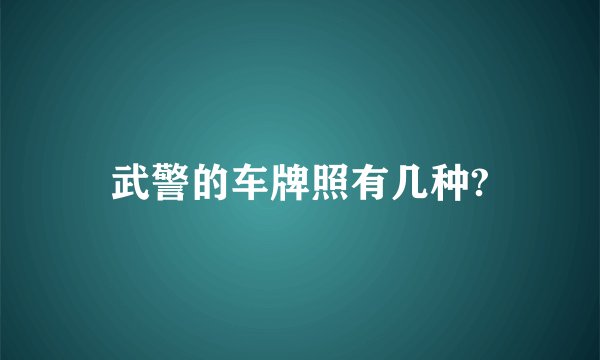 武警的车牌照有几种?
