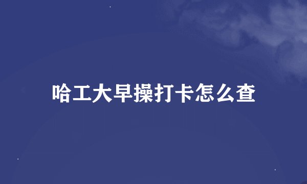 哈工大早操打卡怎么查
