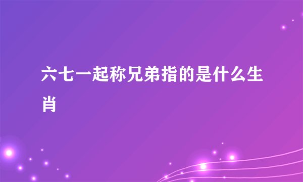 六七一起称兄弟指的是什么生肖
