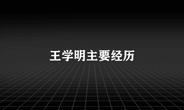 王学明主要经历