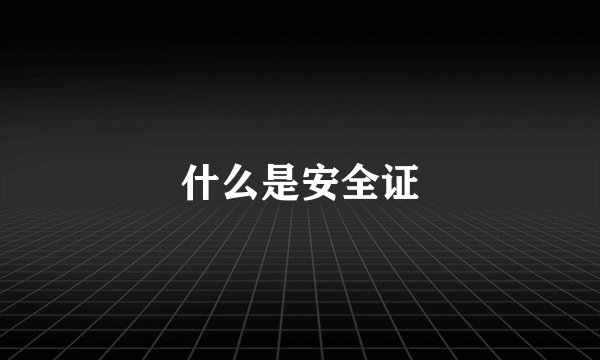什么是安全证