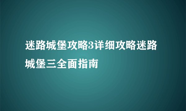 迷路城堡攻略3详细攻略迷路城堡三全面指南