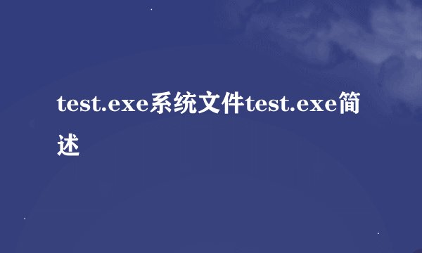 test.exe系统文件test.exe简述