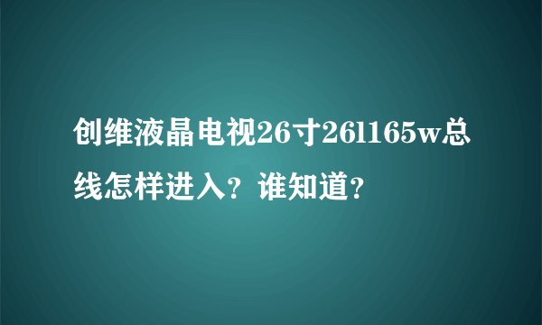 创维液晶电视26寸26l165w总线怎样进入？谁知道？