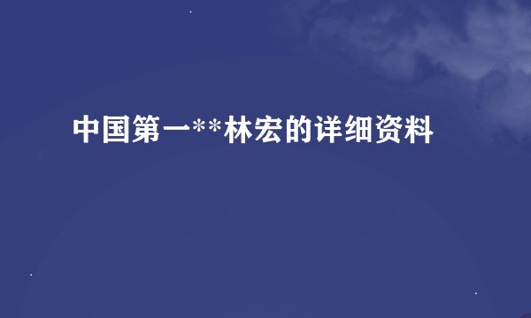 中国第一**林宏的详细资料