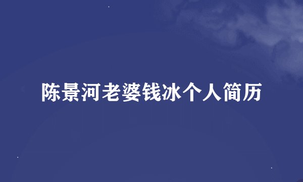 陈景河老婆钱冰个人简历