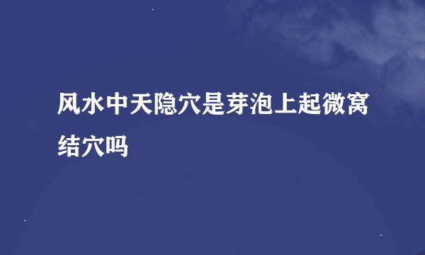 风水中天隐穴是芽泡上起微窝结穴吗
