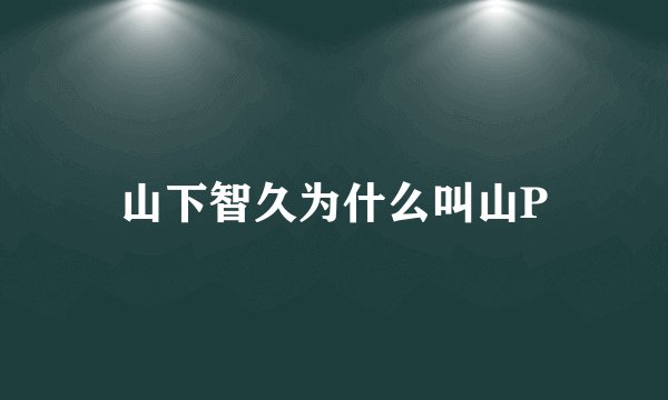 山下智久为什么叫山P